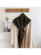 Army green cable knit triangle scarf