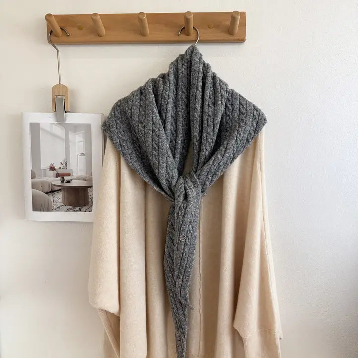 Cable knit triangle scarf, alternate view