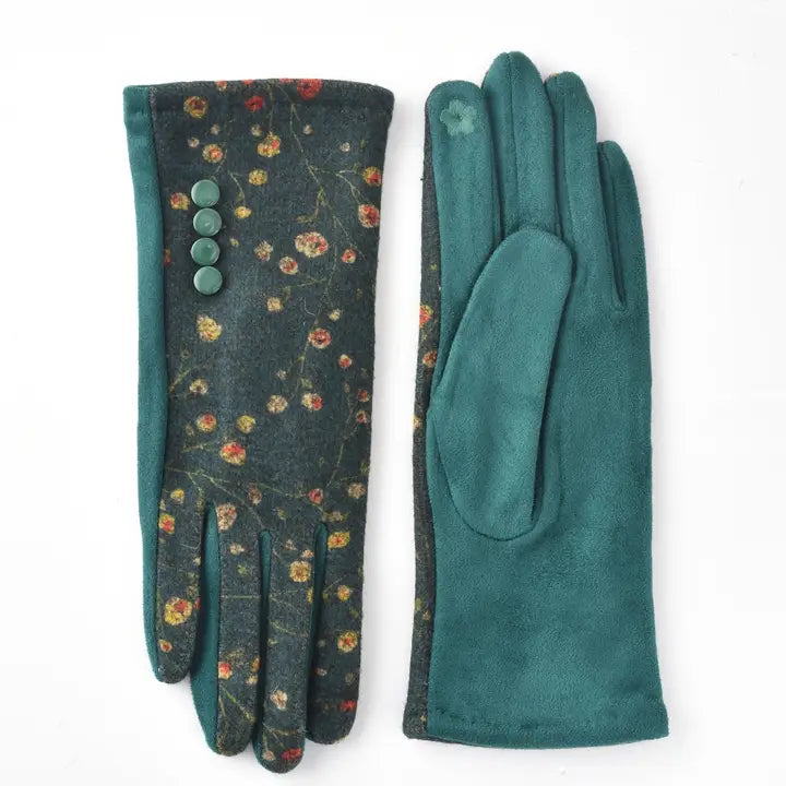 Floral touchscreen gloves, alternate view