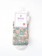 Beige garden bloom crew socks, product photo
