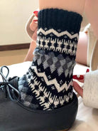 Navy diamond pattern Nordic knit socks