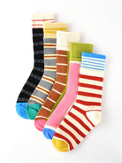 Colorful patchwork stripe mid-calf socks collection