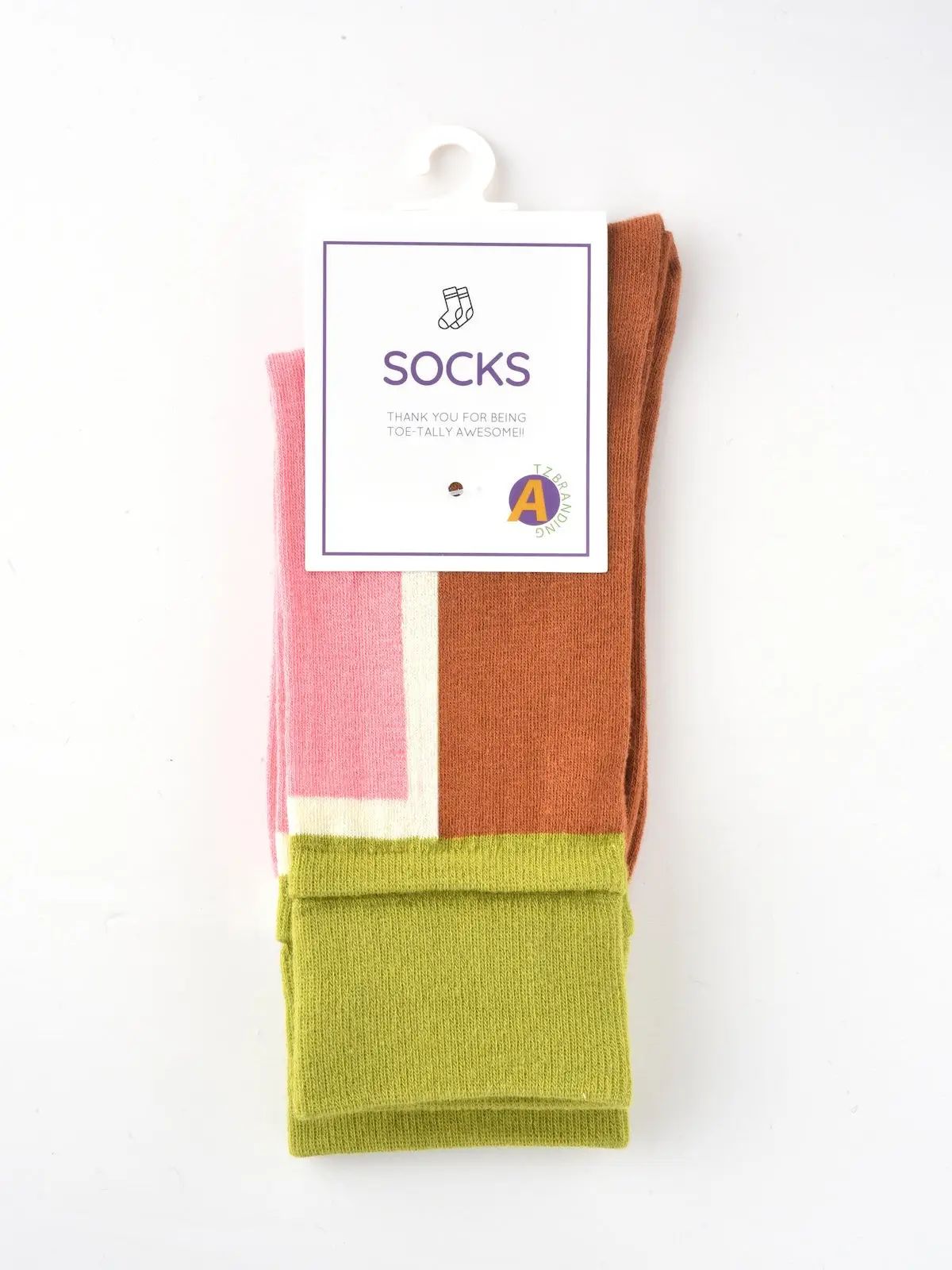 Patchwork stripe mid-calf socks, product photo