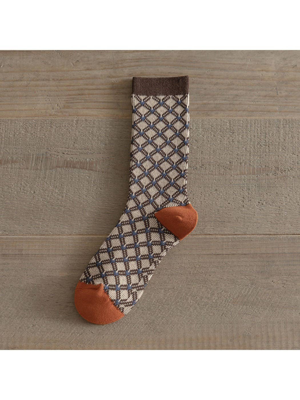 Orange heel patterned winter crew sock