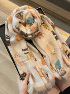 Playful cat print scarf, product photo