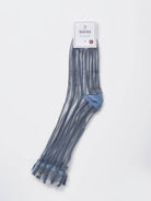 Blue sheer stripe panel crew sock