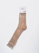 Coffee sheer stripe panel crew sock