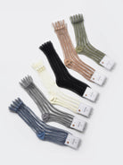 Sheer stripe panel crew socks in assorted colors