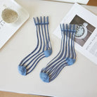 Sheer stripe panel crew socks, alternate view