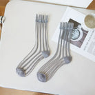 Sheer stripe panel crew socks, alternate view