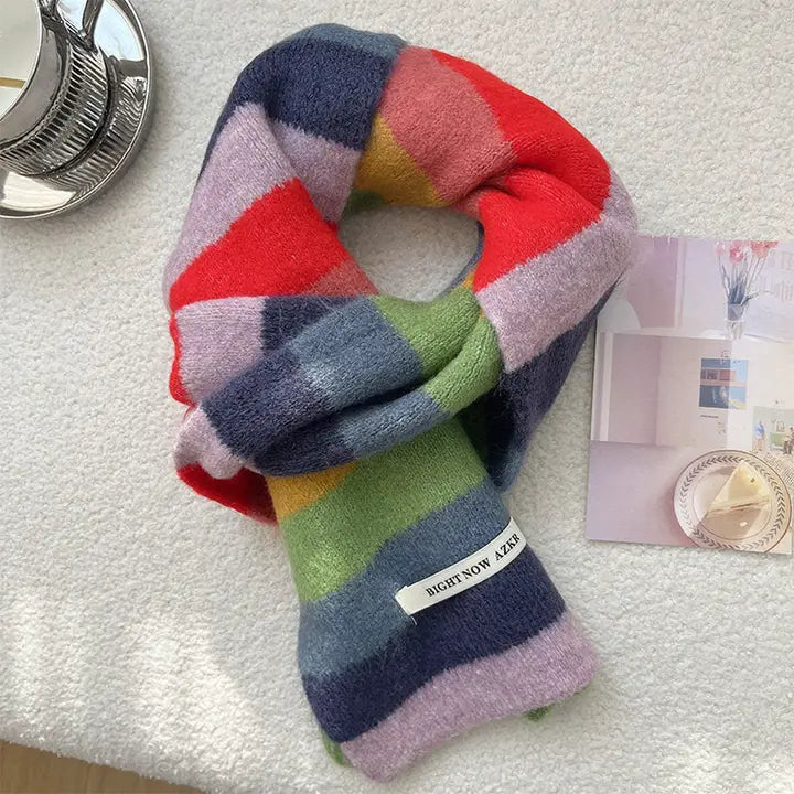 Striped fuzzy long scarf, alternate view