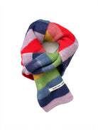 Red color block striped fuzzy long scarf