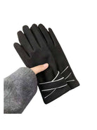 Black warm touchscreen glove with contrast piping