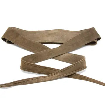 German Fuentes genuine suede wrap belt in taupe