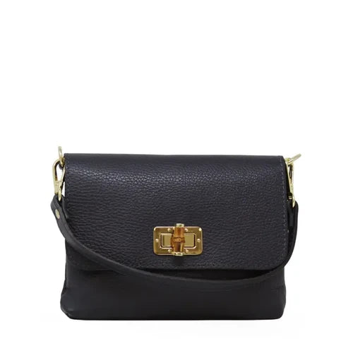 German Fuentes genuine Italian leather clutch and crossbody bag in navy