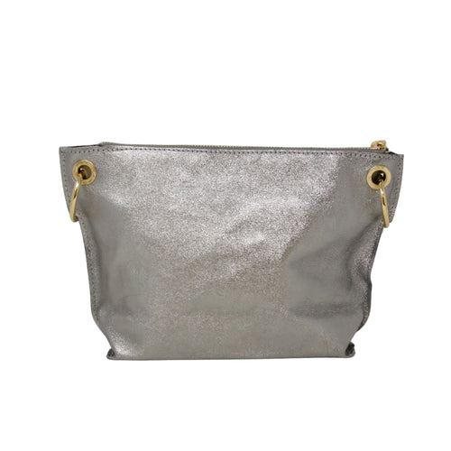 German Fuentes Italian leather crossbody bag in silver