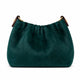 German Fuentes genuine leather crossbody bag with cowhide texture in petrol green