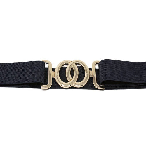 German Fuentes metallic buckle stretch belt in black