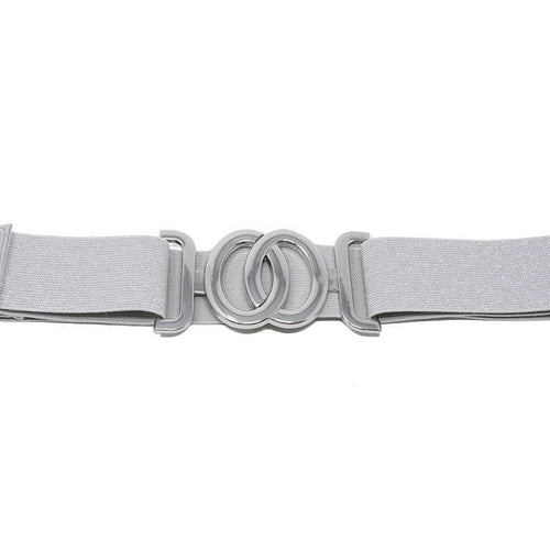 German Fuentes metallic buckle stretch belt in silver