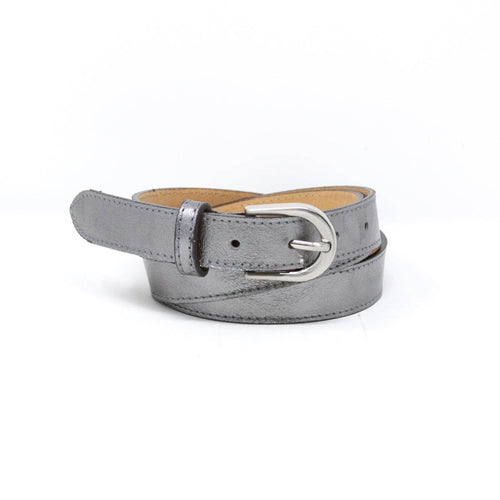 German Fuentes metallic silver leather belt