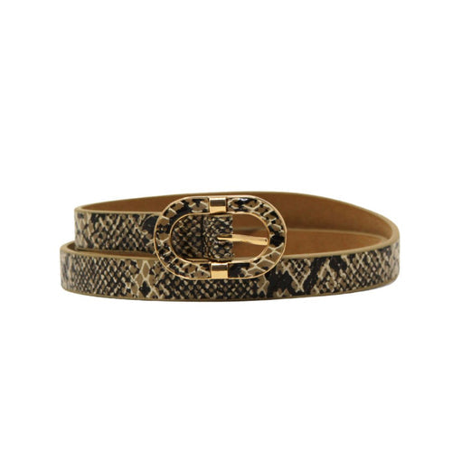 German Fuentes snake print wrap belt in taupe