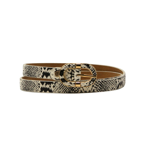 German Fuentes snake print wrap belt in taupe, alternate view