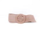 German Fuentes suede belt with circle buckle in soft nude