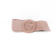 German Fuentes suede belt with circle buckle in soft nude