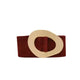 German Fuentes suede belt with oval metal buckle in wine