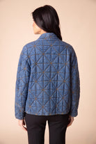 Back view of the Habitat Diamond Quilt Kimono Jacket showing the geometric diamond quilting