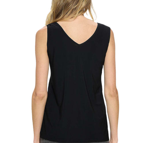 High-Low Reversible Tank in Black, back view
