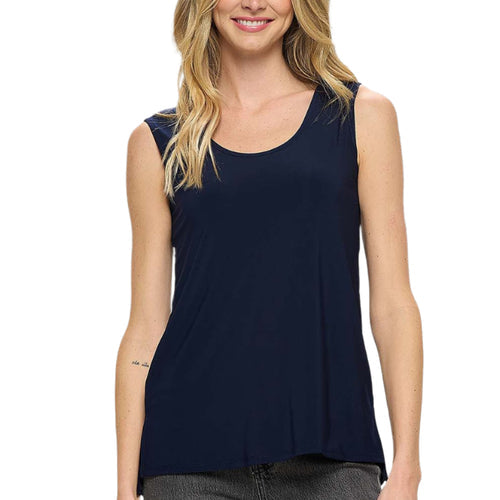 High-Low Reversible Tank in Navy, front view
