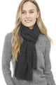 Model wearing the In Cashmere Classic Cashmere Scarf in Heather Charcoal, 100% cashmere