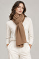 Model wearing the In Cashmere Classic Cashmere Scarf in Heather Rosewood, 100% cashmere