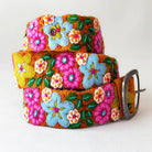 Jenny Krauss In the Garden Floral Embroidered Wool Belt, coiled to show the hand embroidery