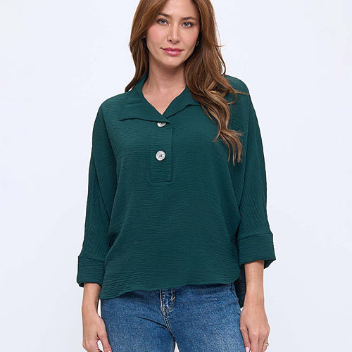 Last Tango Woven Half Placket Dolman Top – Ella Where She Shops