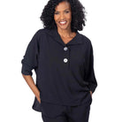 Last Tango Woven Half Placket Dolman Top in Black – Ella Where She Shops