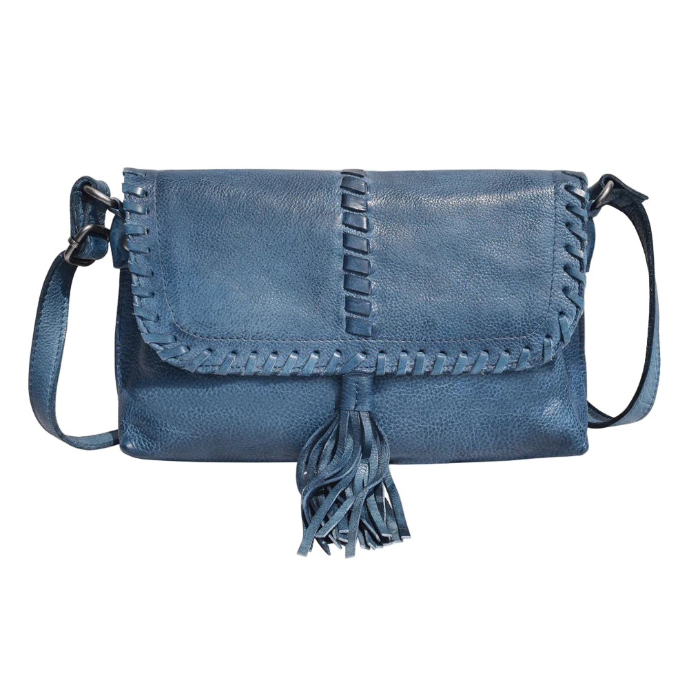 Latico Freya leather crossbody bag with whipstitch trim and tassel, alternate view