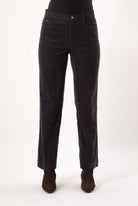 Lisette L Woven Charlene Corduroy 30" Straight Pant in charcoal, front view