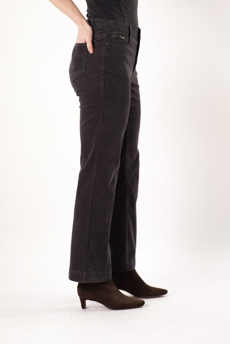 Lisette L Woven Charlene Corduroy 30" Straight Pant in charcoal, side view