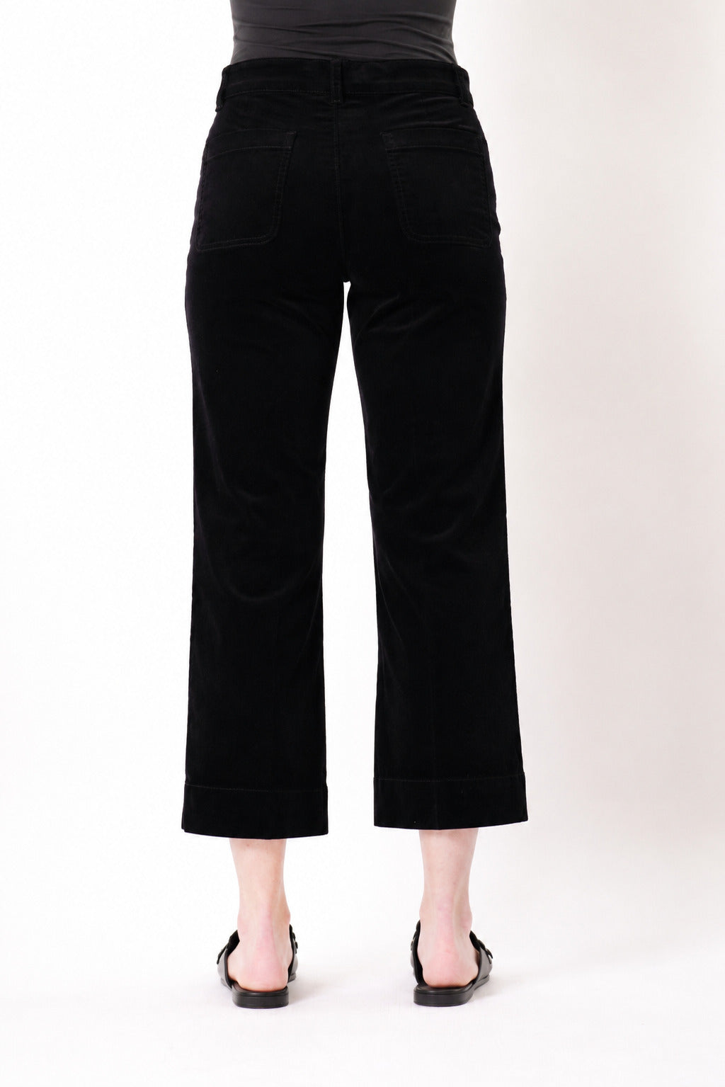 Lisette L Charlene Corduroy 26" Pintuck Wide Crop in black, back view