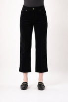 Lisette L Charlene Corduroy 26" Pintuck Wide Crop in black, front view