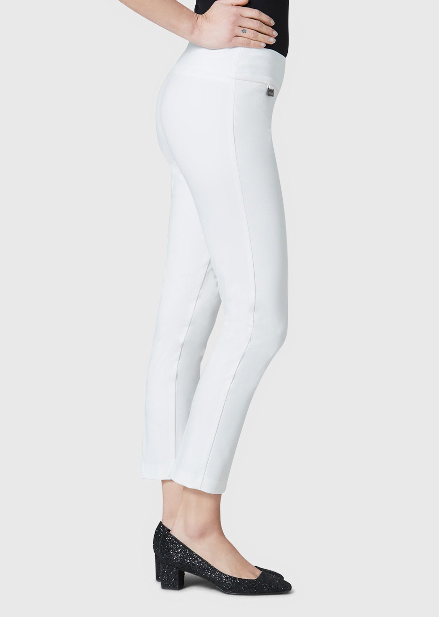 Lisette L Essentials Slim Ankle Pant in white, front alternate view