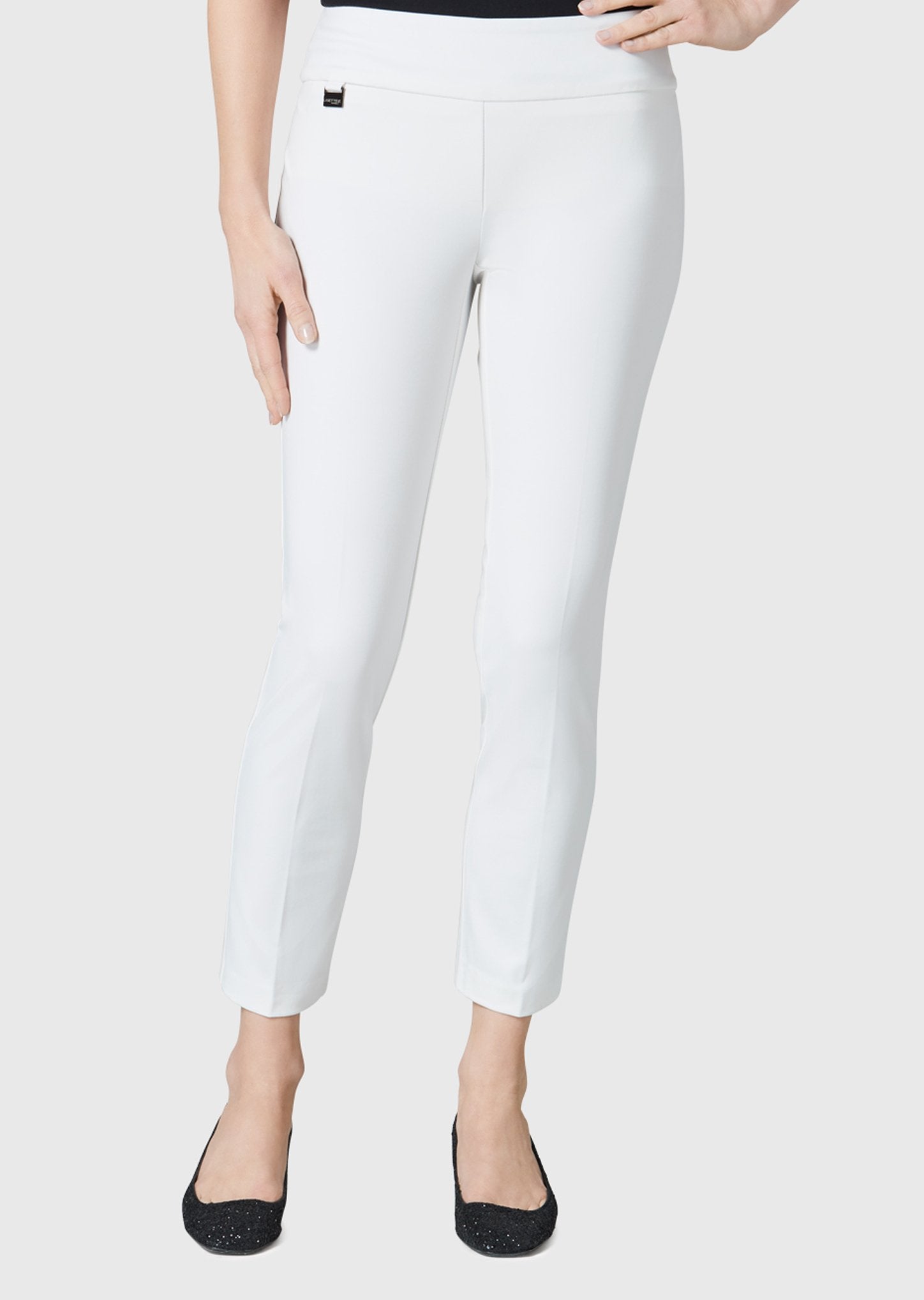 Lisette L Essentials Slim Ankle Pant in white, front view