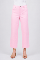 Lisette L Hampton 26" Wide Crop with Scallop Pocket in pink, side view