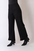 Lisette L Jolie crepe 28 inch wide ankle pant in black, front view