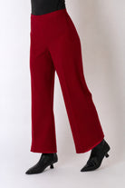 Lisette L Jolie crepe 28 inch wide ankle pant in garnet red, front view