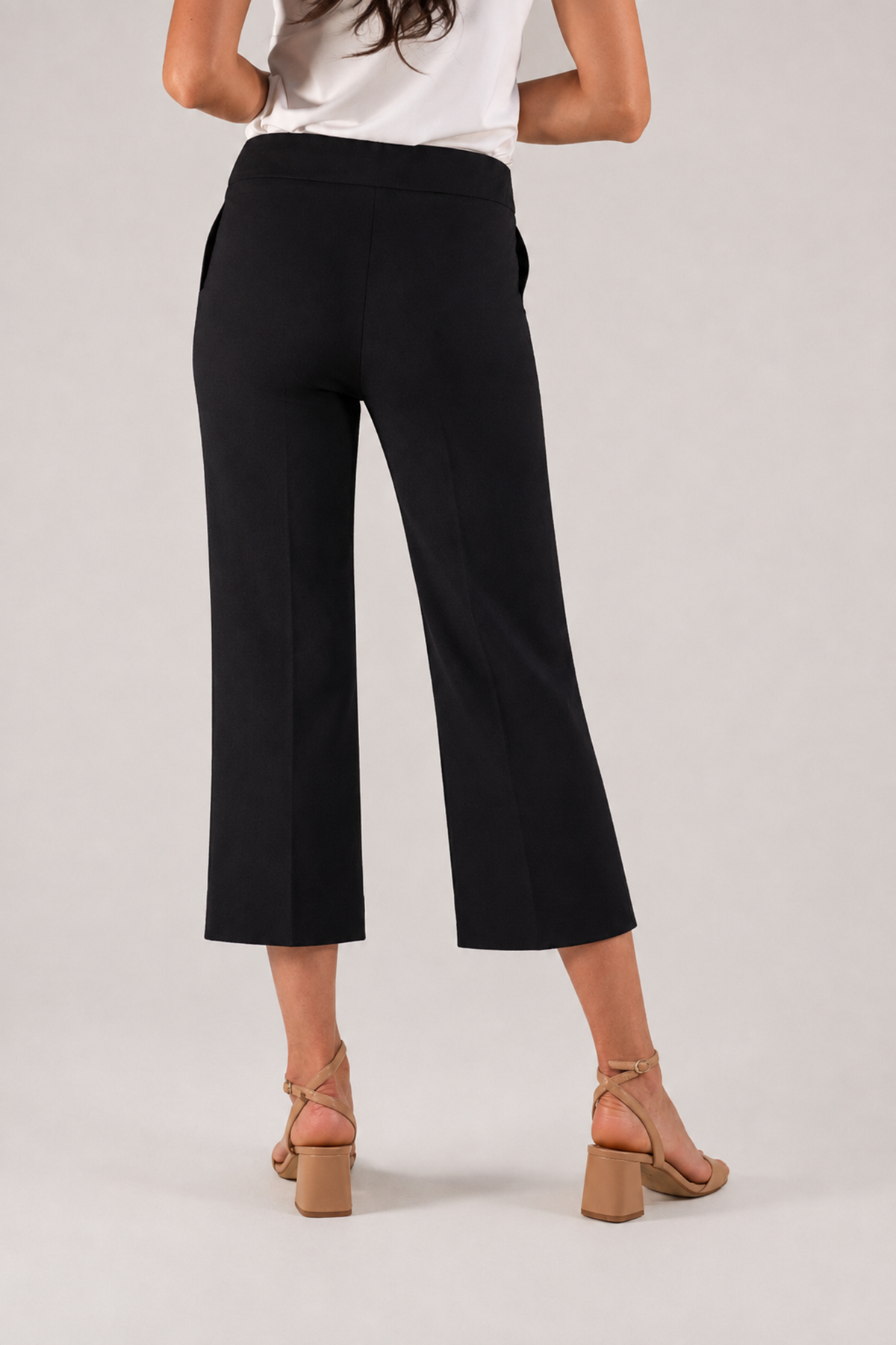 Lisette L Kathryne Crop Pant with Pockets in black and white, side view