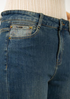 Lisette L Medallion Print 26" Cuff Jean in dark denim, back view