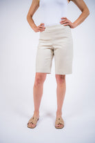 Lisette L Milan 11" Bermuda with Pockets in ecru and black, front alternate view